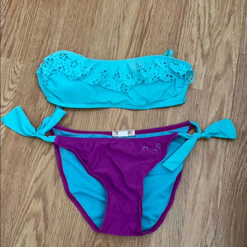 light blue and purple bikini (removable straps)